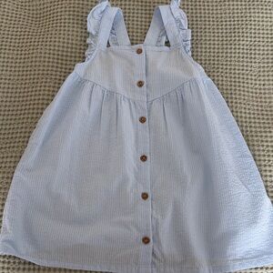 H&M Light Blue Striped Dress with Ruffle Straps